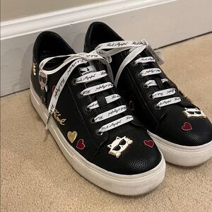 Karl Lagerfeld Black Sneakers with Heart Accents